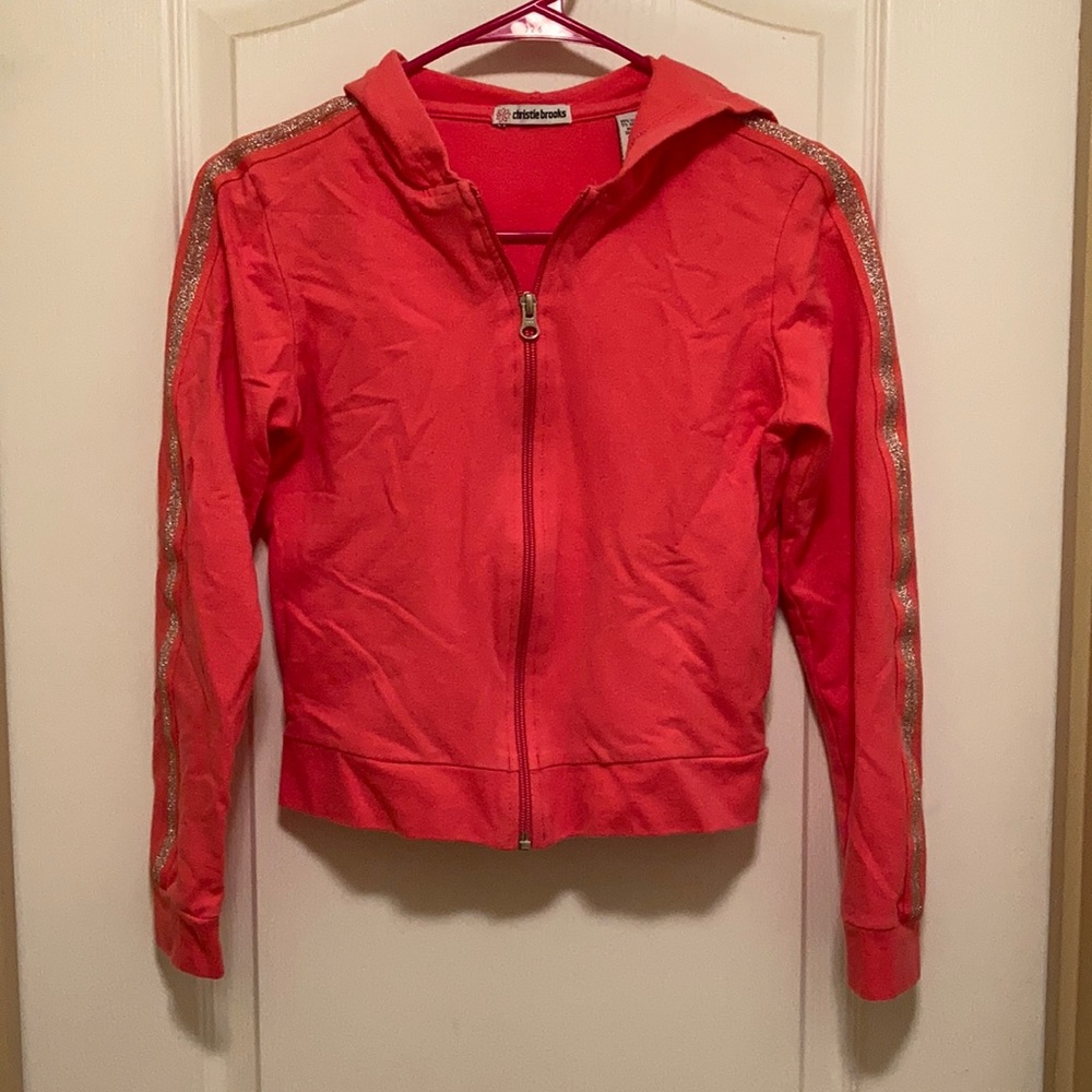🎉Price Drop! Girls Size L(14) Coral Zippered Sweat Jacket